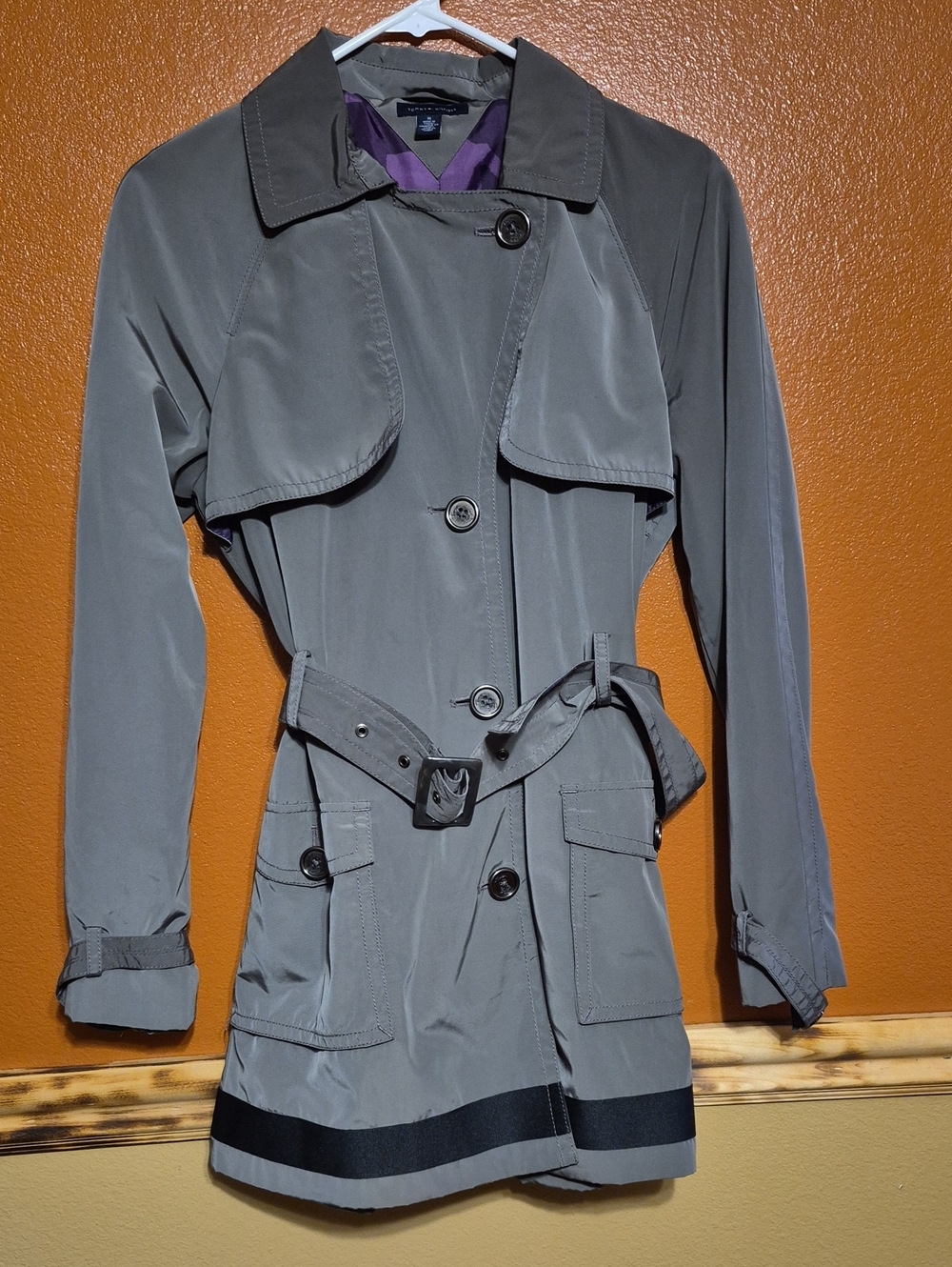 Tommy Hilfiger Gray Trench Coat with Belt